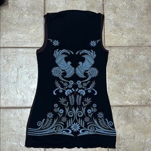 Rectangle Blanc vintage black and brown sleeveless cowl neck blouse